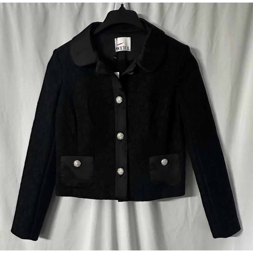 NWT WEILL Billie Noir Womens Long Sleeve Black Button Dress Blazer Jacket Size 1